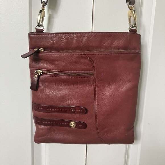 Y2K The Trend Red Leather Crossbody Bag Satchel Womens Italian - Picture 1 of 12